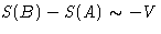 $S(B) - S(A)\sim-V$